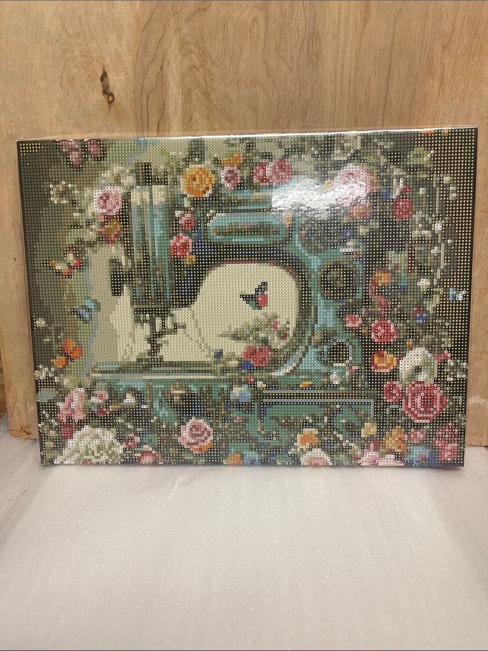 Vintage Sewing Machine Floral Wall Art - Teal and Pink